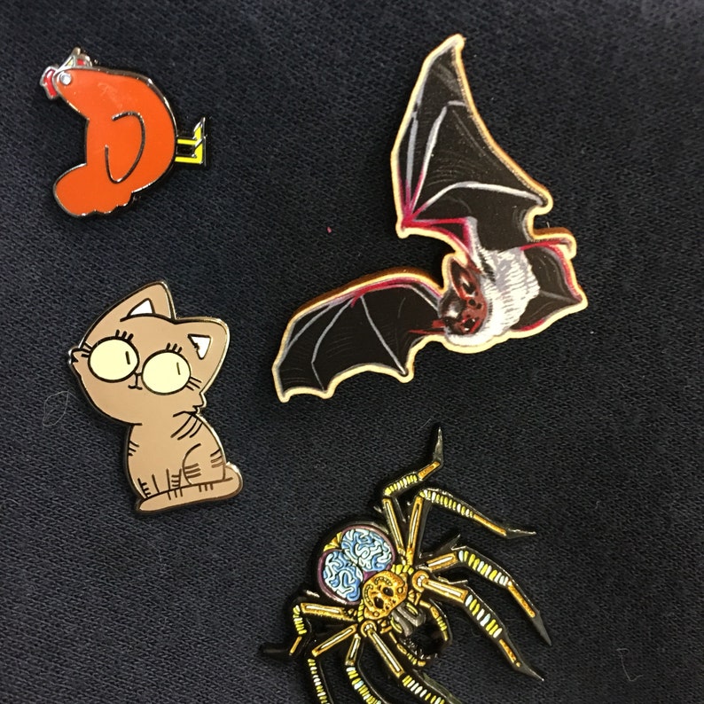 Bat Pin Badge Pair Laser Cut Wooden Bat Pins Gift Vampire Etsy