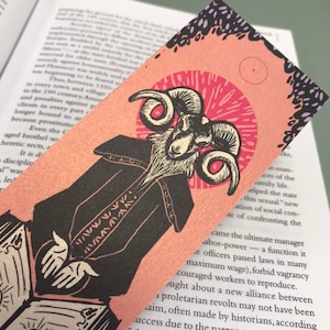 Keeper of Records 55x148mm- pearlescent, occult, rams head, - perfect gift for book lovers! Gothic, horror, baphomet, alchemy
