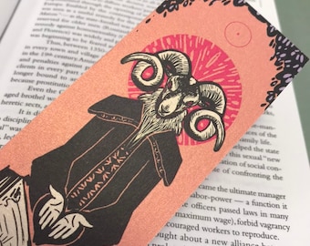 Keeper of Records 55x148mm- pearlescent, occult, rams head, - perfect gift for book lovers! Gothic, horror, baphomet, alchemy
