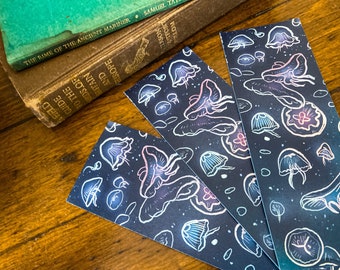 Marque-page Moon Jellies 55 x 148 mm - cadeau pour amateur de méduses, biologie marine, vie marine, marque-page animal, naturiste, océan, accessoires de livre