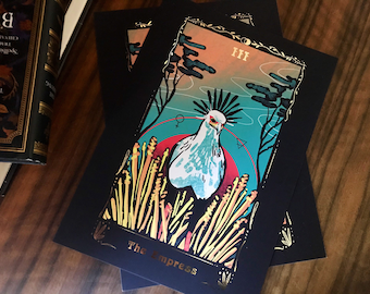 Die Kaiserin III Folientarotdruck- deluxe A4 Kunstdruck (8x11 Zoll) Esoterik, Sekretärin Vogel, Vogelliebhaber Geschenk, okkulte Ornithologie