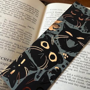 Copycats gold foil bookmark 55x148mm- book accessories, black cats, cute furry , book lover gift, magic, witch, reader accessories, kitty