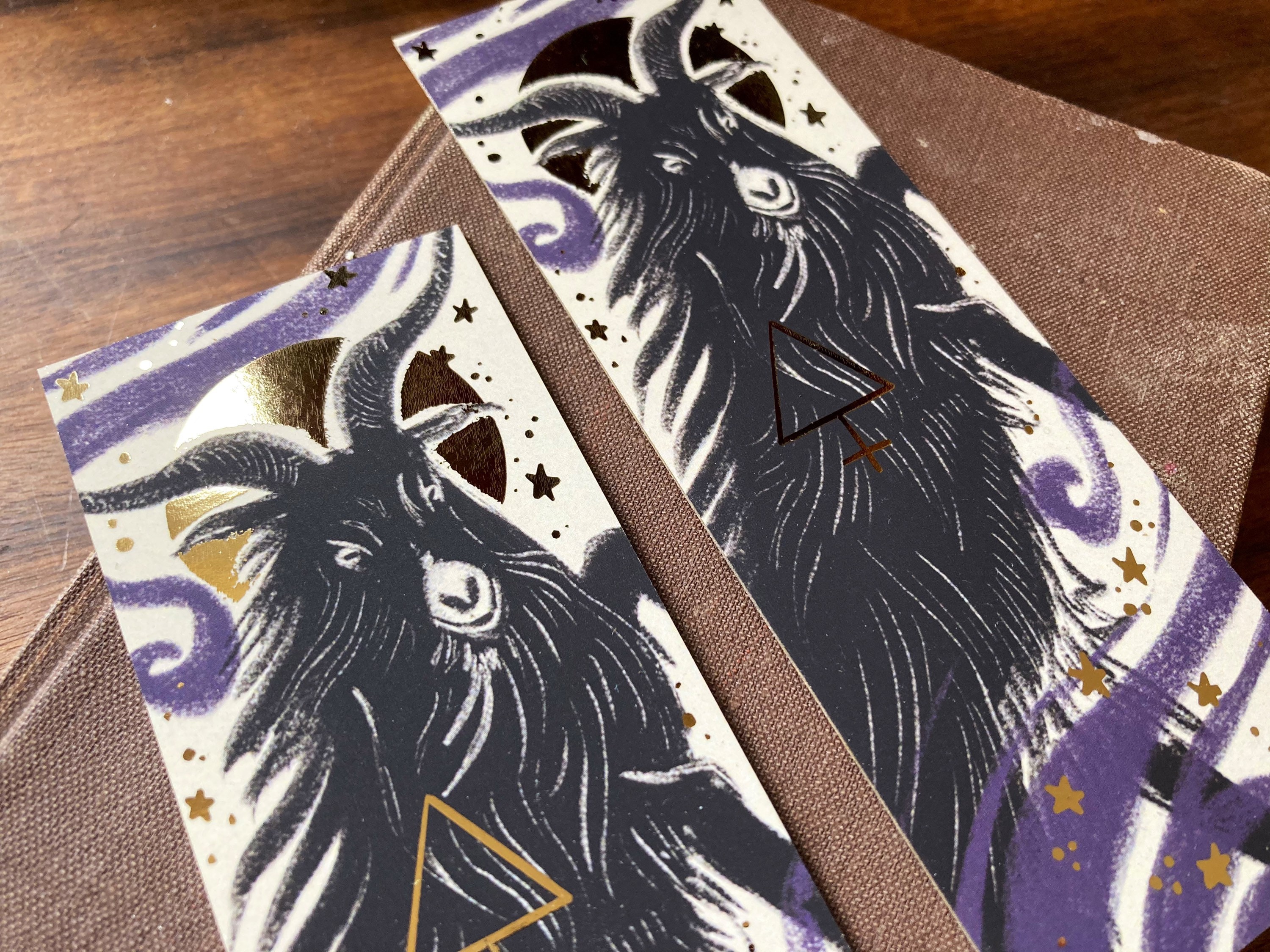 Deluxe gold foil black goat bookmark 148x 52cm gold painted | Etsy