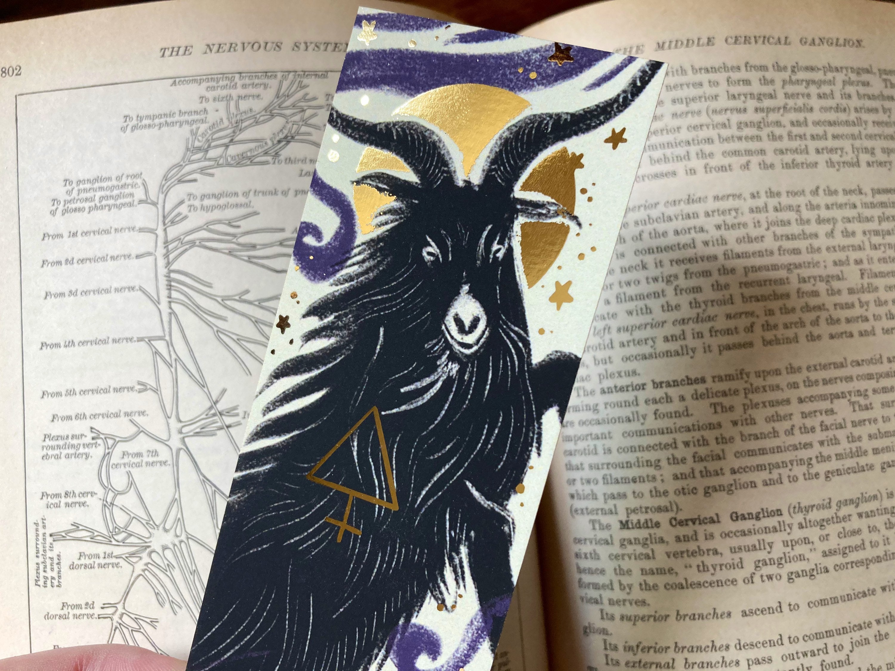 Deluxe gold foil black goat bookmark 148x 52cm gold painted | Etsy