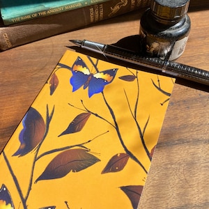Dead leaf butterfly notebook- small A6 sketchbook, blank pages and pocket sized! Back to school, notes, jotter journal, plain, art gift