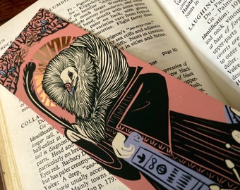 The Scribe 55x148mm- rose gold foiled bookmark! occult, jacobin pigeon, - perfect gift for book lovers! Gothic, horror, baphomet, alchemy