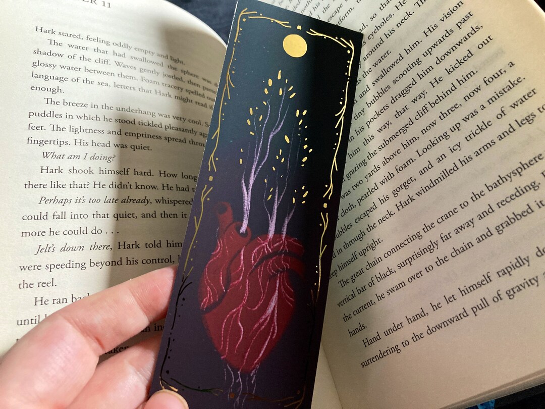 Deluxe gold foil heart of nature bookmark (148x 52cm) gold painted edges, gothic accessories, book lover gift, horror, occult art, anatomy