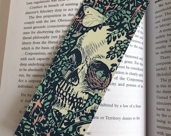 Nature&#39;s Garden Bookmark 55x148mm- victorian style Skulls, Fuchsias, flowers, butterflies- perfect gift for book lovers! Gothic, horror