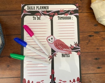 A4 pastel goth whiteboard- dry wipe, daily planner, cute gothic stationary, organise your office, lightweight, owl lover gift, gothic decor