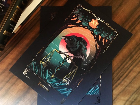 Justice XI Foil Tarot Print- Deluxe A4 Art Print (8x11 Inches