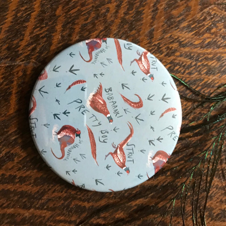 Illustrated Pretty Boy Pheasant Pocket Mirror- Bird Watching, Country Side, Farm, feather, art, Print, Pheasant Gift, Grouse image 10