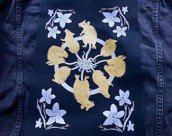 Rat King screen printed XL back patch-Gothic accessories, occult, rats,rat lover gift, horror, large patch, statement, punk, sow on, goth