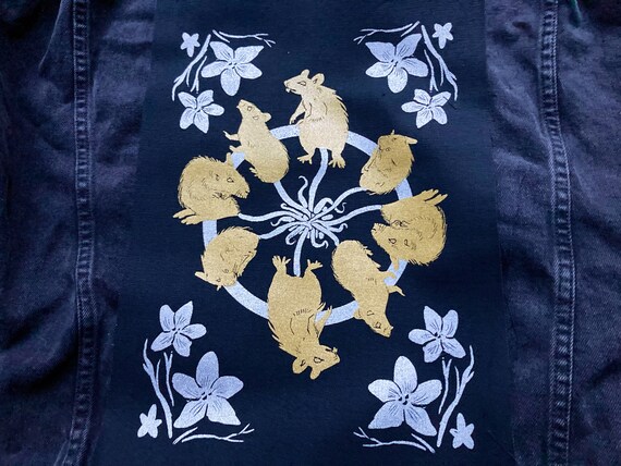 Rat King screen printed XL back patch-Gothic accessories, occult, rats,rat lover gift, horror, large patch, statement, punk, sow on, goth