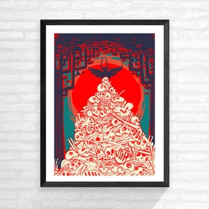 Skull Mountain, occult ritual illustration- horror poster, available in 2 sizes A4, A5