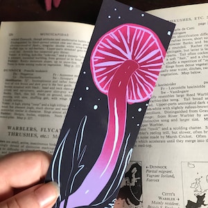 Waxcap Mushroom 55x148mm- Bookmark, book accessories, botanical illustration, fungi, book lover gift, magic, flora and fauna, toadstool