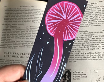 Seta de tapa de cera 55 x 148 mm - Marcapáginas, accesorios de libros, ilustración botánica, hongos, regalo para amantes de los libros, magia, flora y fauna, seta venenosa
