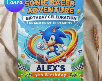 Sonic Racer Adventure Birthday Invitation | Video Game Party Template (Digital Download)