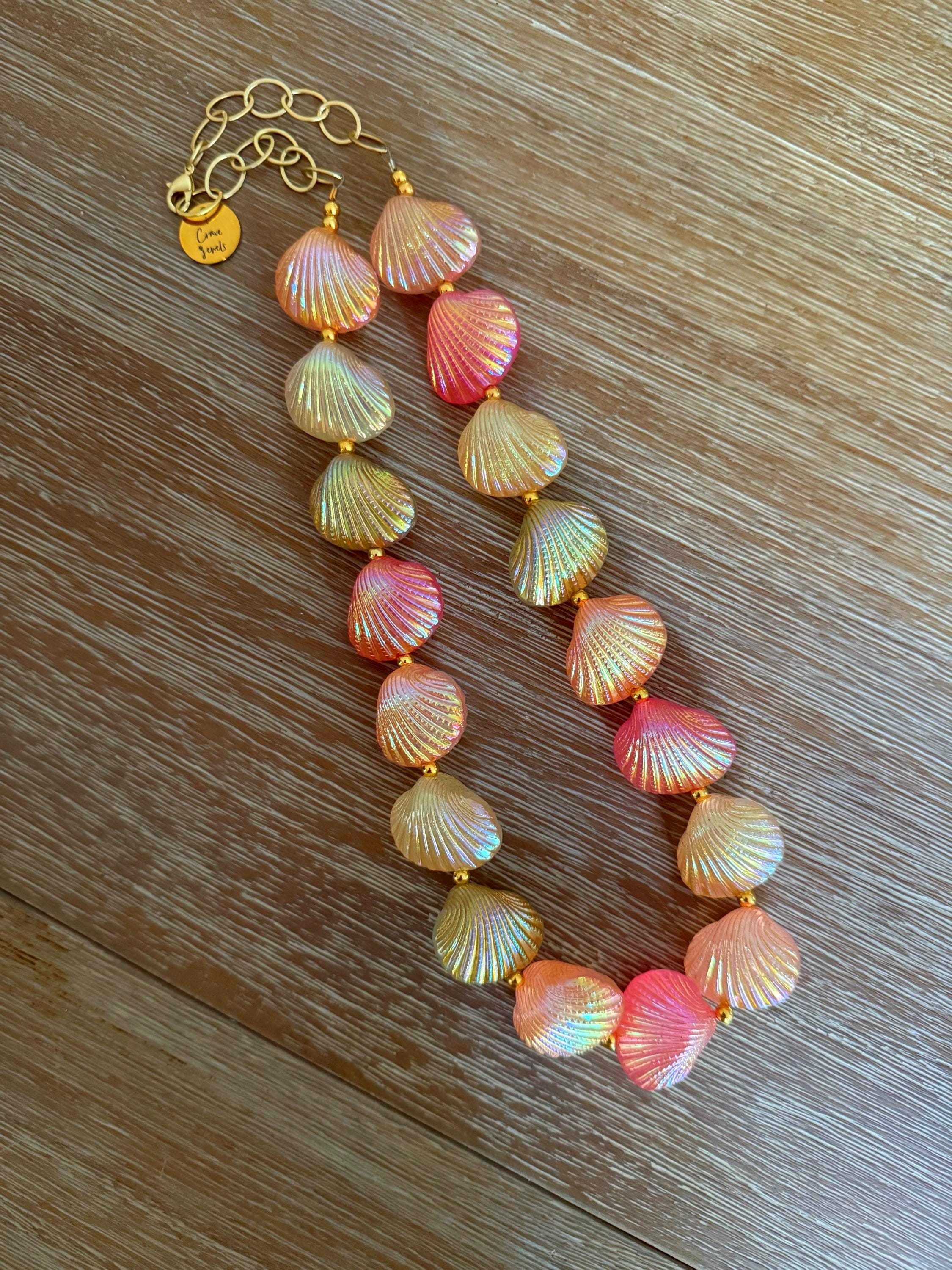 THE SORBET SHELL coastal chic necklace - shell jewelry - shell necklace - beach jewelry - statement jewelry