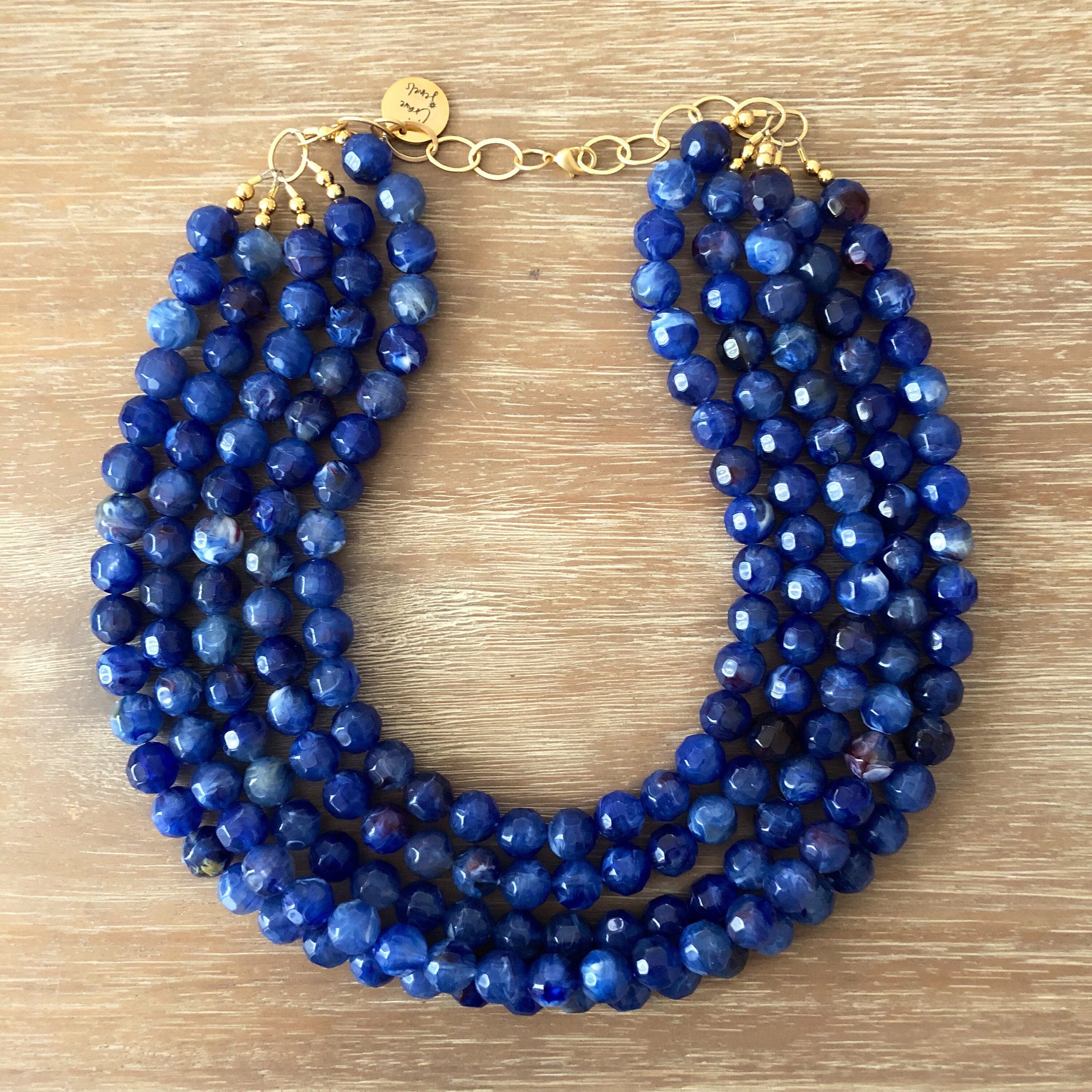 Lapis Lazuli Beads Necklace Silver Gold | Eredi Jovon Venice