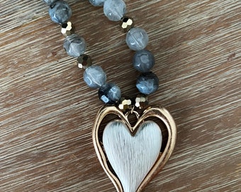 Heart Jewelry - Heart Necklace -Statement Boho Earrings Heart Jewels vintage inspired