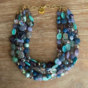 Beaded Necklace – Chunky Beaded Necklace Handmade in Gold Bead Necklace Rare Bird Necklace