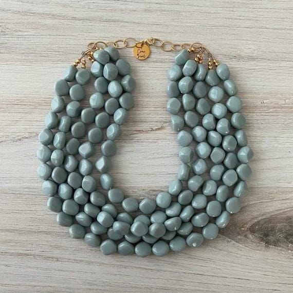 Blue Beaded Necklace – Chunky Beaded Necklace Handmade in Castle Hill Blue Bead Necklace