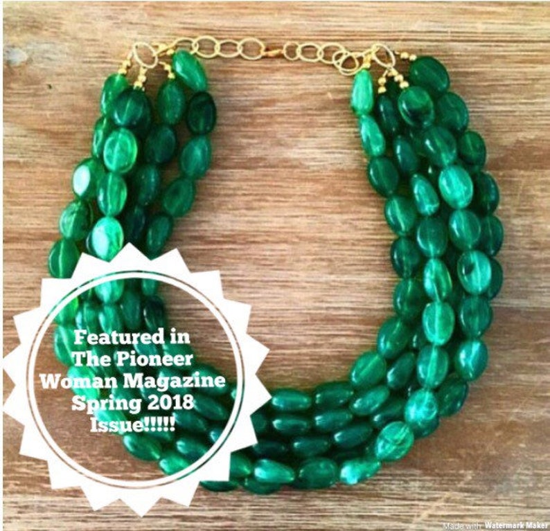 Necklace for Women Green Statement Necklace Chunky Beaded Etsy