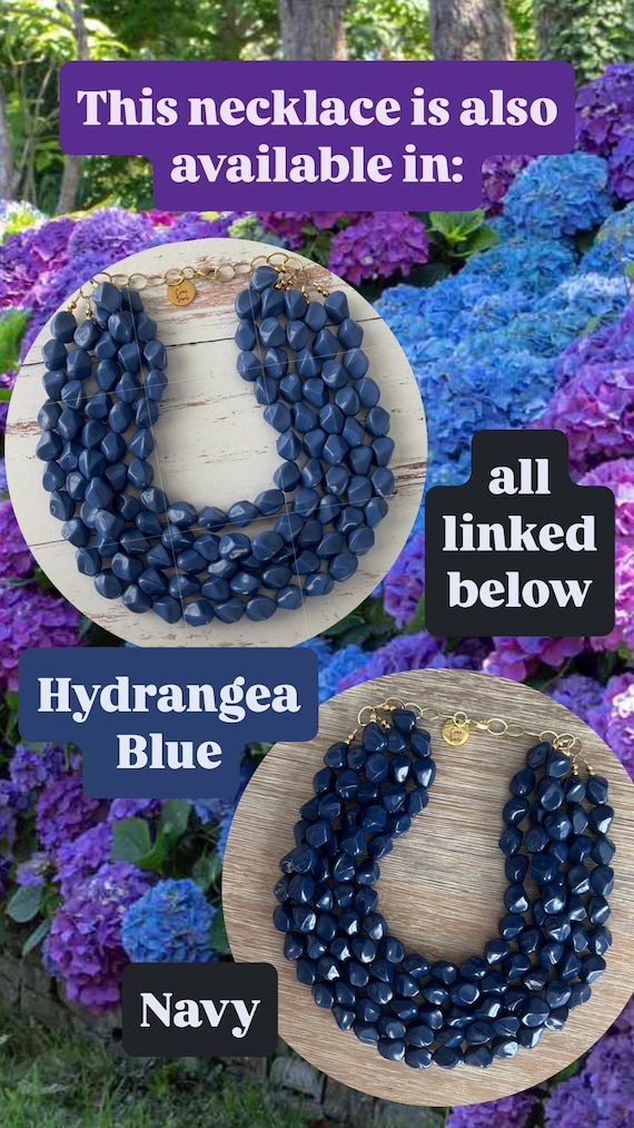 Blue Beaded Necklace – Chunky Beaded Necklace Handmade in Castle Hill Blue Bead Necklace