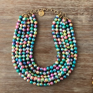 Necklace for Women Multi Strand Necklace - Rainbow Necklace - Statement Necklace