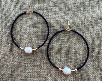 Dainty Earrings Beaded Earrings Navy Jewelry Pearl Dangle Earrings Bridal Jewelry