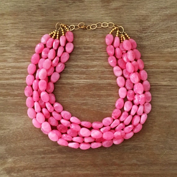 Necklace for Women Pink Bead Necklace Chunky Beaded Necklace Etsy