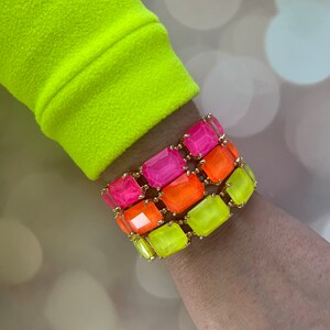 Sparkling Bracelet Stretch Crystal Bracelet Stretch Bracelet Sparkling Jewelry neon jewelry image 4