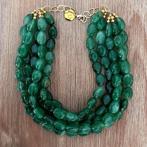 Green Statement Necklace – Chunky Beaded Necklace Handmade  display picture 2