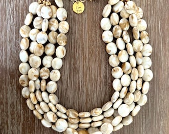 2026 BEST SELLING NECKLACE The Driftwood Necklace for Women Brown/Cream Bead Necklace – Gorgeous Cream Beads The Perfect Neutral Necklace