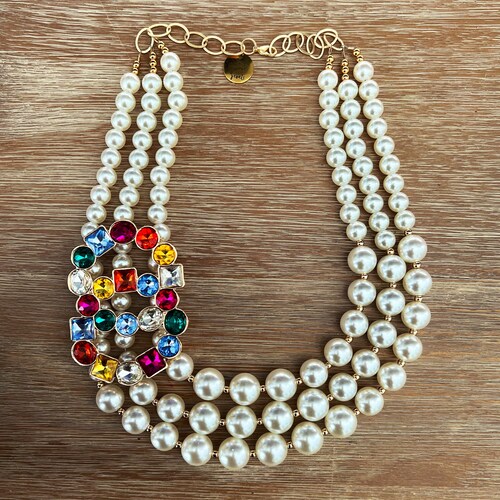 PEARL NECKLACE Statement Necklace Bridesmaid Jewelry Necklace Wedding Jewelry shops Statement Jewlery Multi Necklace