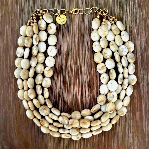 2026 BEST SELLING NECKLACE The Driftwood Necklace for Women Brown/Cream Bead Necklace – Gorgeous Cream Beads The Perfect Neutral Necklace