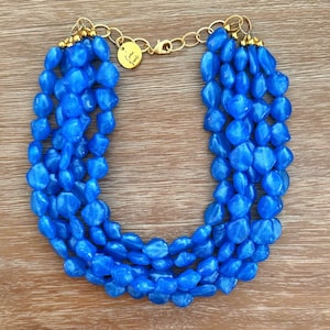 Necklace for Women Blue Turquoise Bead Necklace - Chunky Beaded Statement Necklace MultiStrand in St. Augustine