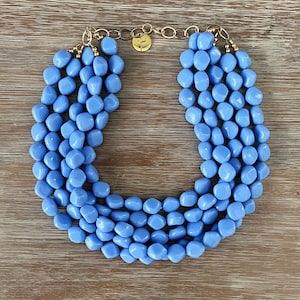 Newport Blue blue jewelry cornflower statement necklace september birthstone blue bib necklace beaded necklace statement jewelry