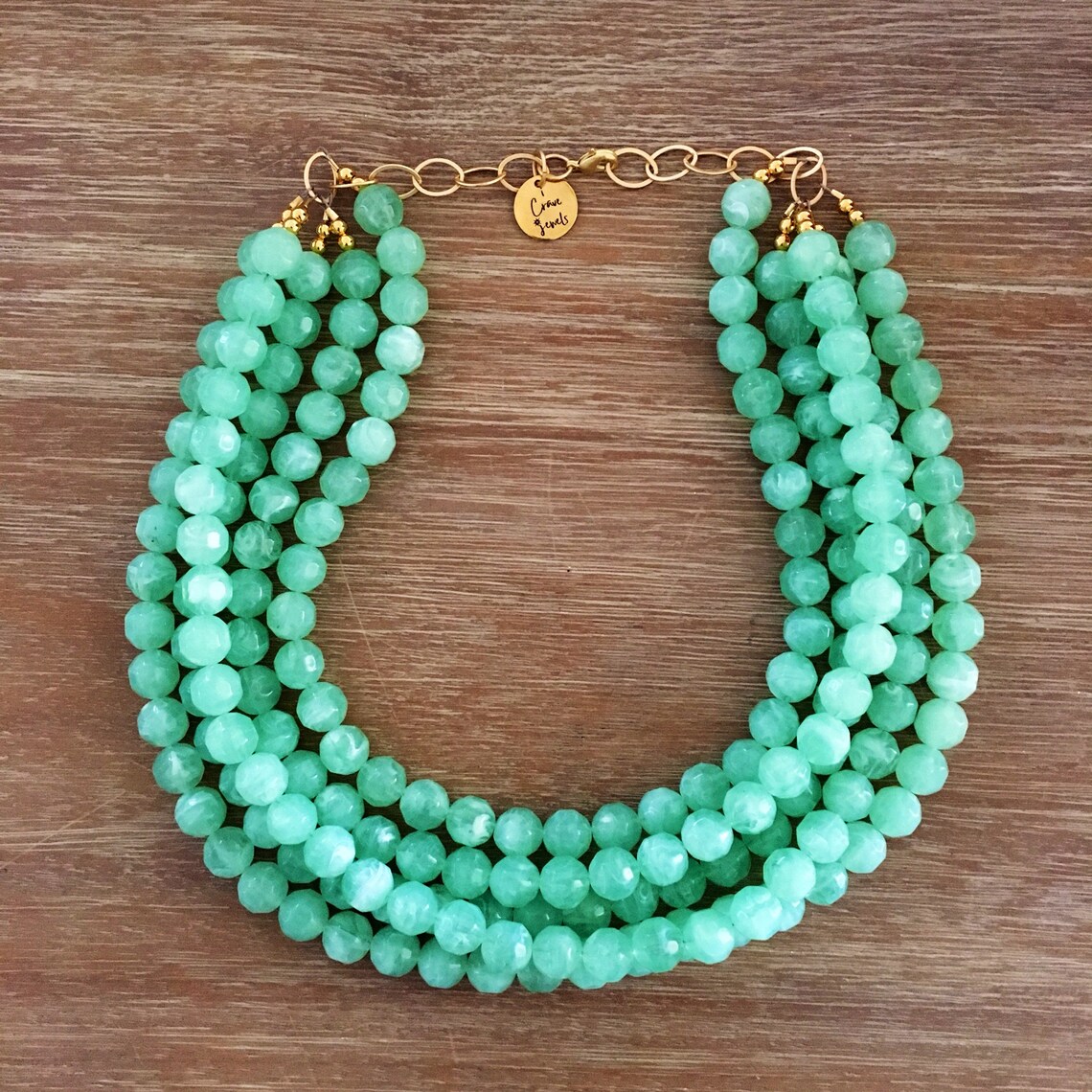 Necklace for Women Green Bead Necklace Chunky Beaded Etsy