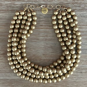 Gold Beaded Necklace – Chunky Beaded Necklace Handmade in Gold Bead Necklace GOLD AS LOVE