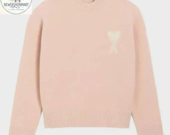 Ami Paris Pink Pullover ||Herz Ein Strick AMI Paris Pullover Minimalist Herz Pullover || Unisex Streetwear