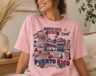 Chemise de voyage Porto Rico, t-shirt vacances Porto Rico, chemise graphique San Juan, cadeau de fierté Boricua, t-shirt de voyage couleurs confort