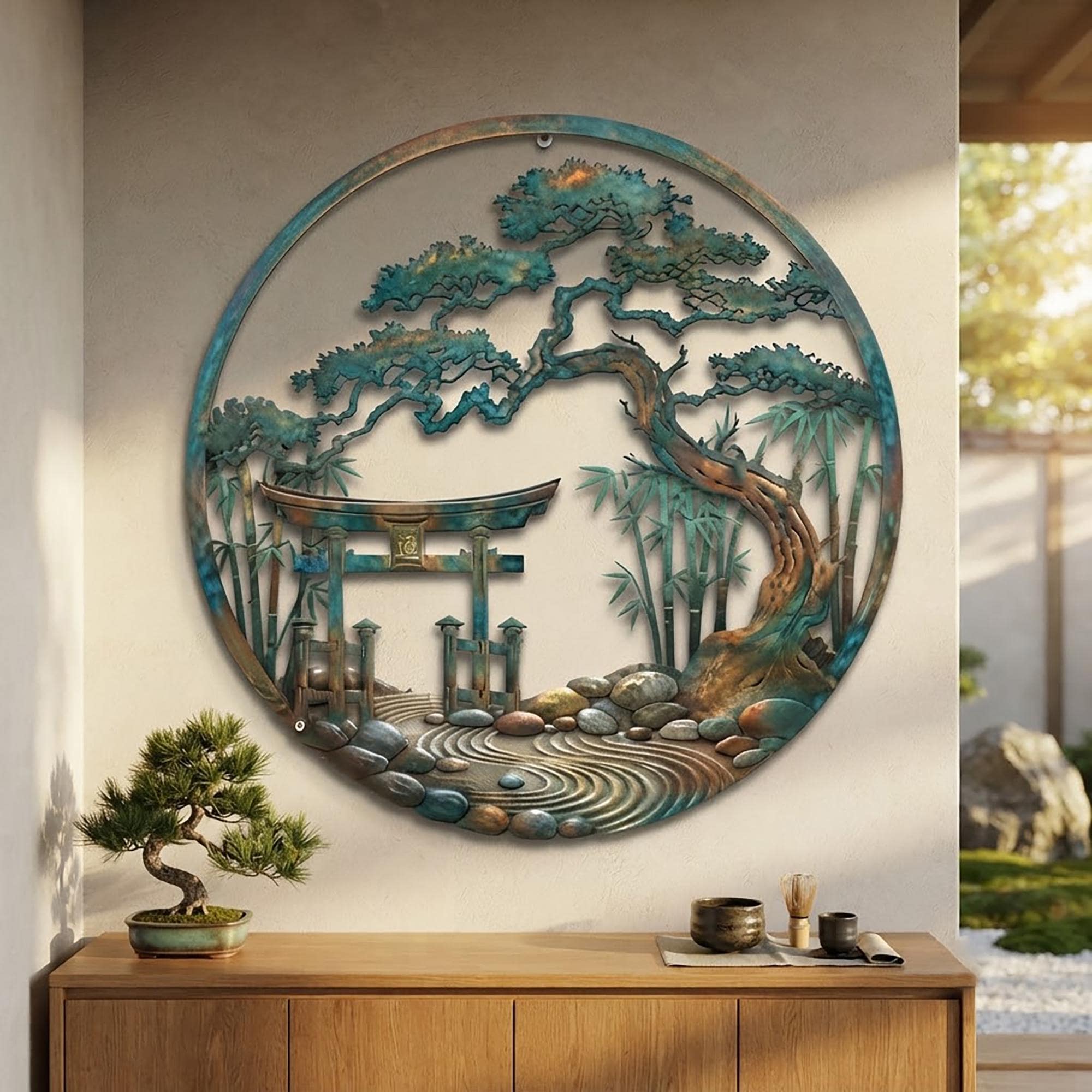 Japanese Garden Metal Wall Art - Etsy