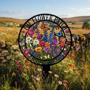Estaca de jardín Flower Patch, letrero personalizado de flores silvestres