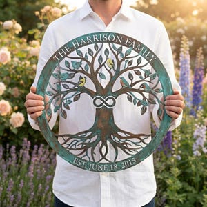 Personalized Family Tree Metal Wall Art, Infinity Tree