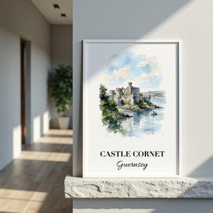 Castle Cornet Wall Art, Castle Cornet Print, Guernsey aquarelkunst, Castle Cornet cadeau, reisposter, housewarmingcadeau