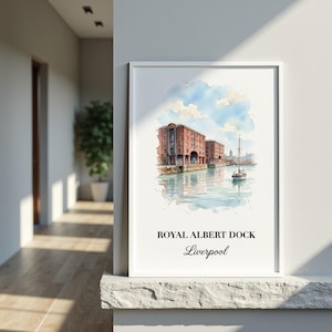 Arte de parede do Royal Albert Dock, Impressão do Royal Albert Dock, Arte em aquarela de Liverpool, Presente do Royal Albert Dock, Pôster de viagem, Presente de boas-vindas