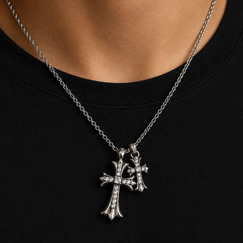 Double cross necklace chrome hearts - Etsy 日本