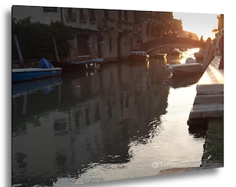 Venice Reflections at Sunset Photograph, Italy Cityscape Wall Art