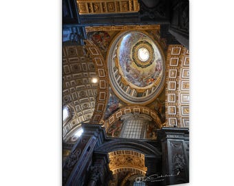 St Peter's Basilica Dome Photography Print, Vatican Rome Ceiling Architecture Wall Art